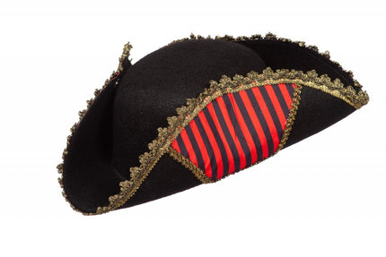 Feestbazaar Piratenhoed luxe zwart/rood
