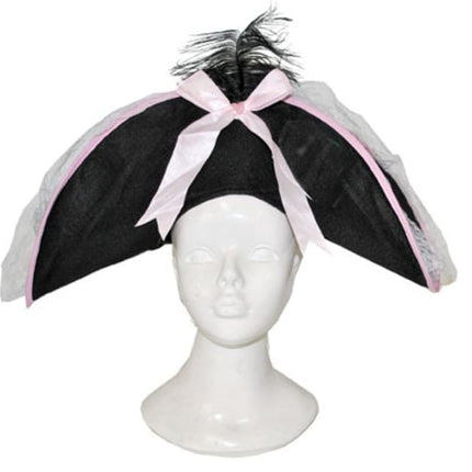 Feestbazaar Piratenhoed zwart/roze