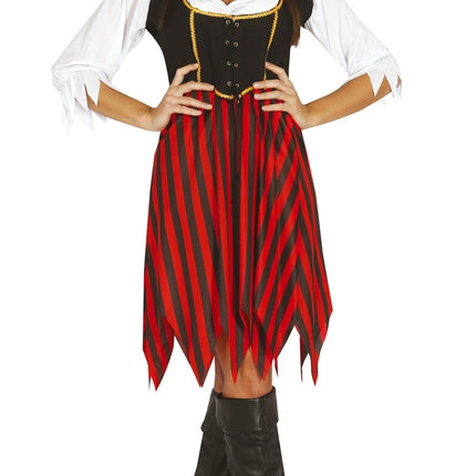 Feestbazaar Piratenjurk Dames Zwart-Rood Malley