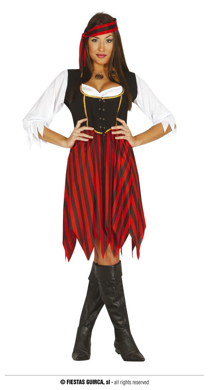 Feestbazaar Piratenjurk Dames Zwart-Rood Malley