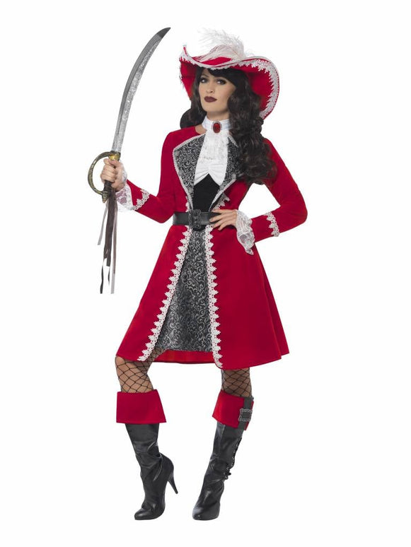 Feestbazaar Piratenjurk Rood Luxe Dame