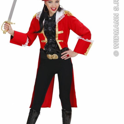 Feestbazaar Piratenkapitein vrouw rood