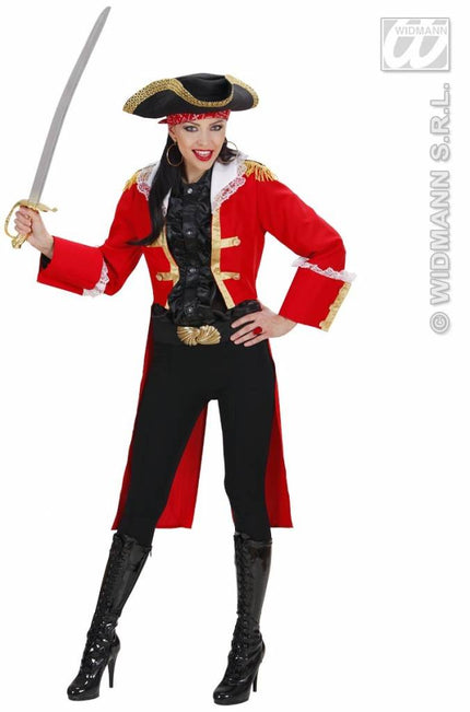 Feestbazaar Piratenkapitein vrouw rood