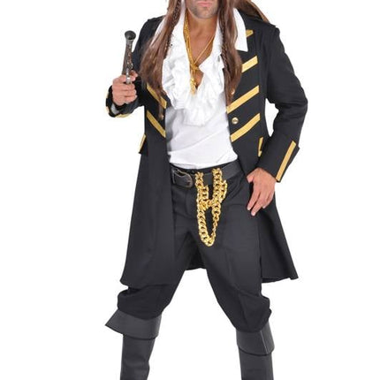 Feestbazaar Piratenmantel luxe zwart