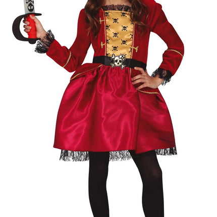 Feestbazaar Piratenpak Meisje Rood Grace