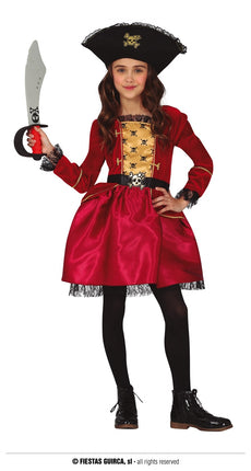 Feestbazaar Piratenpak Meisje Rood Grace