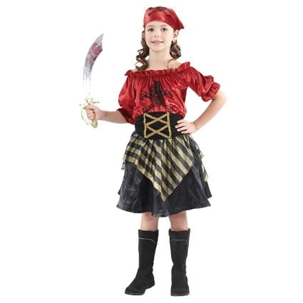 Feestbazaar Piratenpakje meisje rood elite