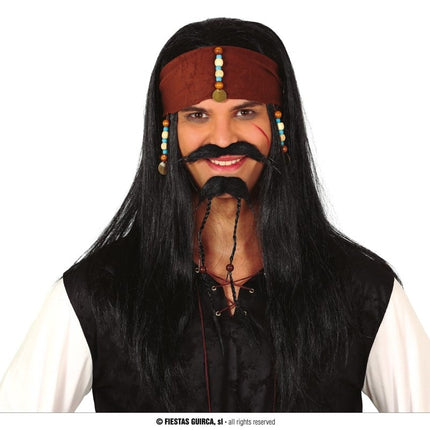 Feestbazaar Piratenpruik Jack Warrior