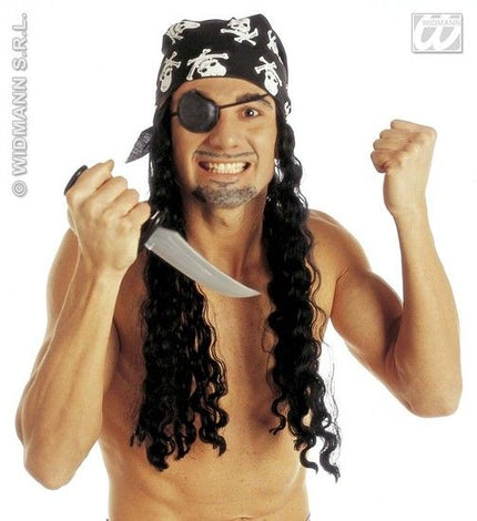 Feestbazaar Piratenpruik met Hoofddoek en Ooglap