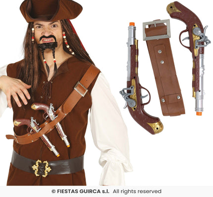Feestbazaar Piratenriem met 2 pistolen