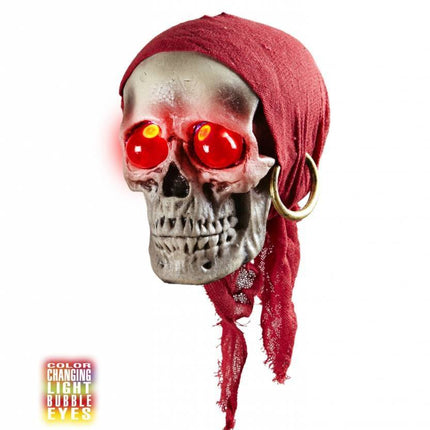 Feestbazaar Piratenschedel met kleuren licht 40cm
