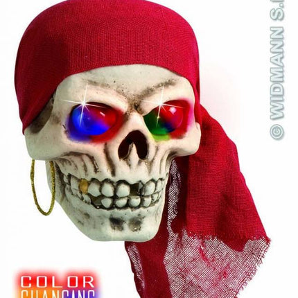 Feestbazaar Piratenschedel met kleuren licht 40cm