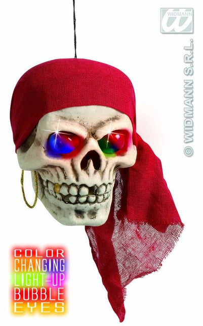 Feestbazaar Piratenschedel met kleuren licht 40cm