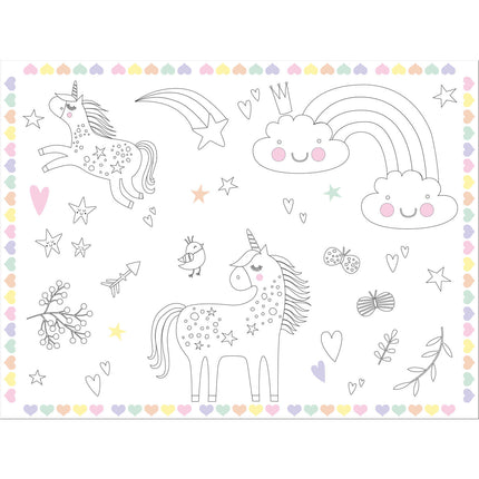 Feestbazaar Placemat Kleurplaat Unicorns & Rainbows (6st)