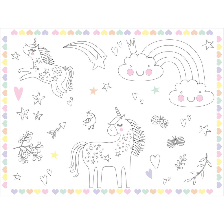 Feestbazaar Placemat Kleurplaat Unicorns & Rainbows (6st)