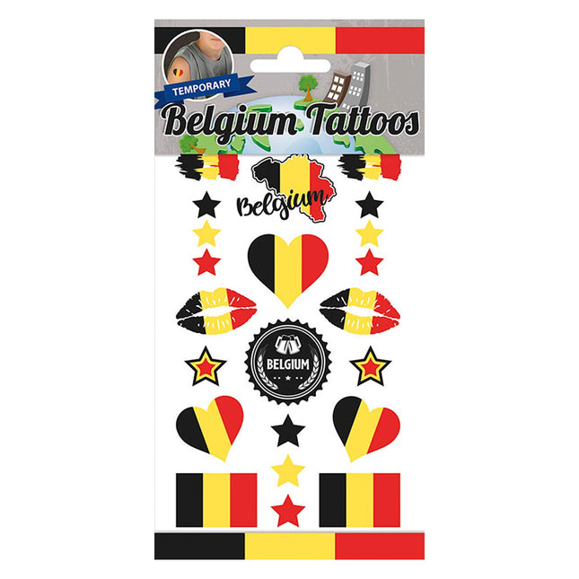 Feestbazaar Plaktattoos Vel België (10x20cm)