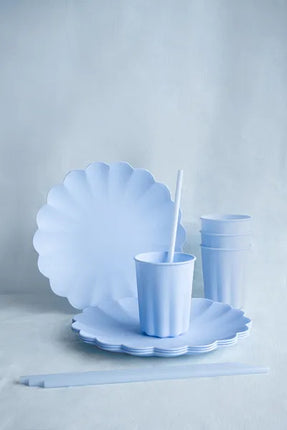 Feestbazaar Plastic Rietjes Lichtblauw Herbruikbaar 23cm (12st)