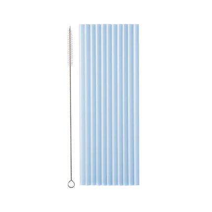 Feestbazaar Plastic Rietjes Lichtblauw Herbruikbaar 23cm (12st)