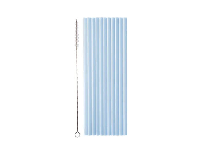 Feestbazaar Plastic Rietjes Lichtblauw Herbruikbaar 23cm (12st)