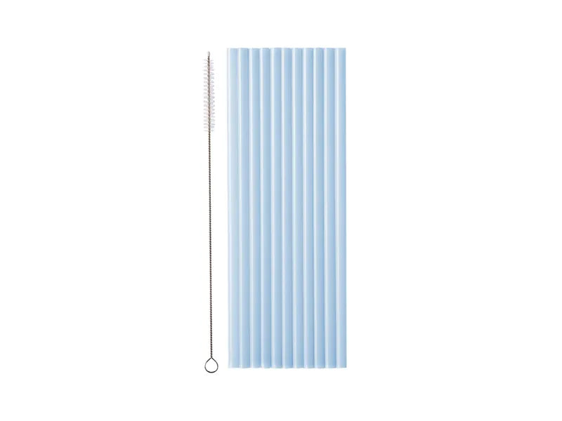 Feestbazaar Plastic Rietjes Lichtblauw Herbruikbaar 23cm (12st)