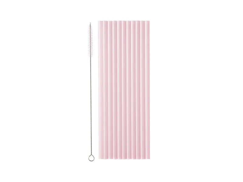 Feestbazaar Plastic Rietjes Roze Herbruikbaar 23cm (12st)