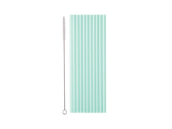 Feestbazaar Plastic Rietjes Sage Groen Herbruikbaar 23cm (12st)