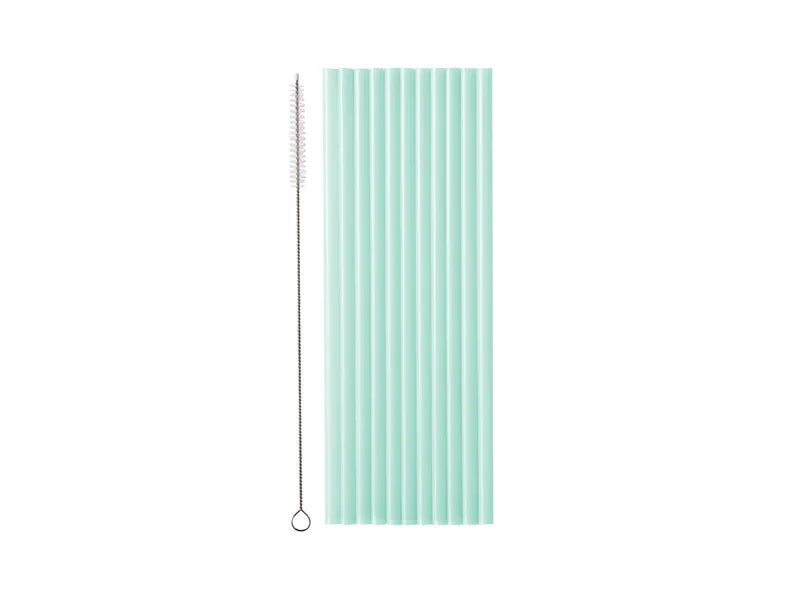 Feestbazaar Plastic Rietjes Sage Groen Herbruikbaar 23cm (12st)
