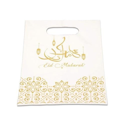 Feestbazaar Plastic Uitdeelzakjes Eid Mubarak Goud (6st)
