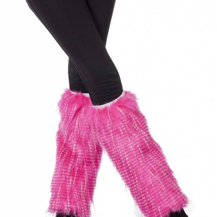 Feestbazaar PLUCHE beenwarmers neon pink