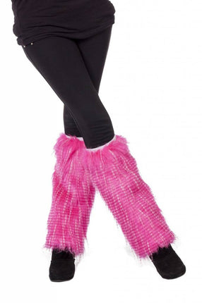 Feestbazaar PLUCHE beenwarmers neon pink