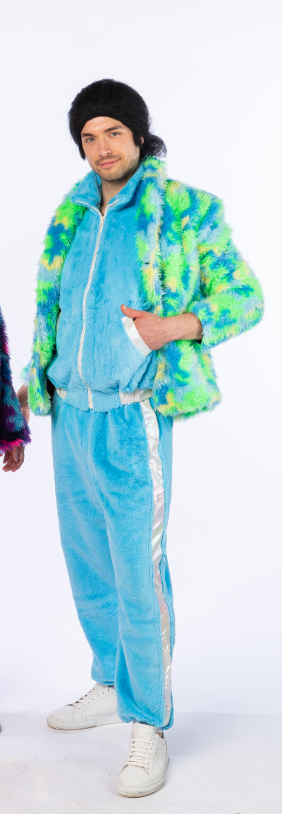 Feestbazaar Pluche Jas Groen/Blauw/Geel Premium