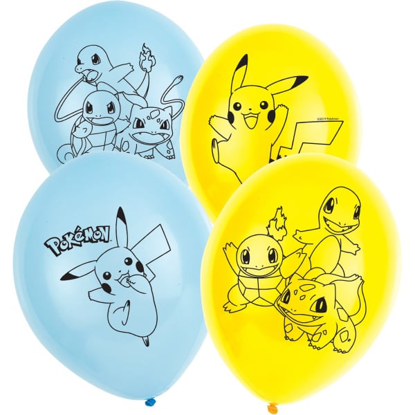 Feestbazaar Pokemon ballonnen latex blauw geel (6st)