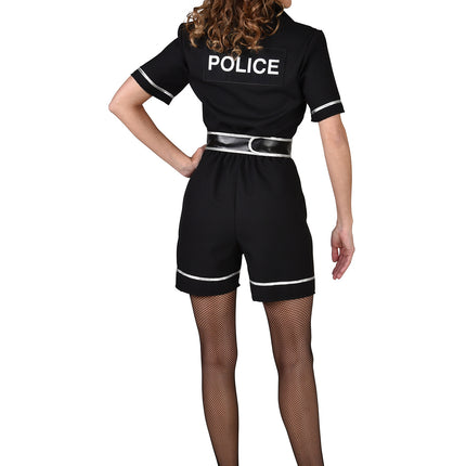 Feestbazaar Politie Jumpsuit Dames Zwart