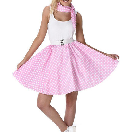 Feestbazaar Polka Rock en Roll Set Lichtroze