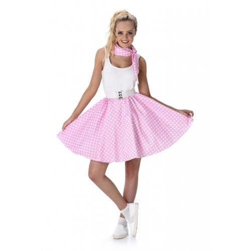 Feestbazaar Polka Rock en Roll Set Lichtroze