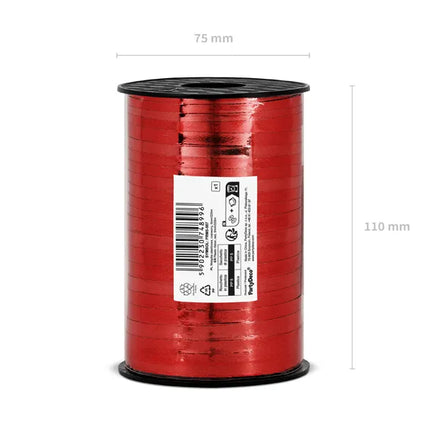 Feestbazaar Polyband Metallic Rood - 225m