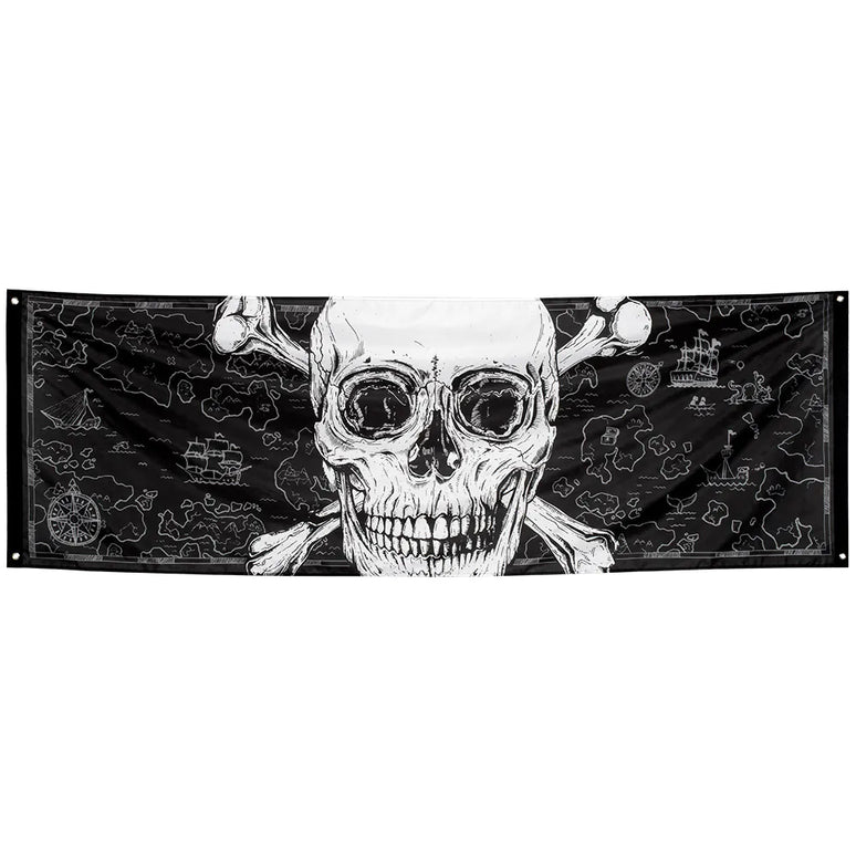 Feestbazaar Polyester Banner Piraten Skull (74x220 cm)