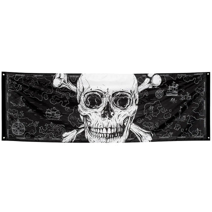 Feestbazaar Polyester Banner Piraten Skull (74x220 cm)