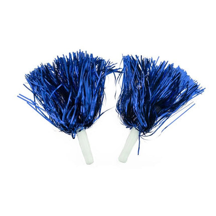 Feestbazaar Pom Pom Sticks Metallic Blauw (2st)