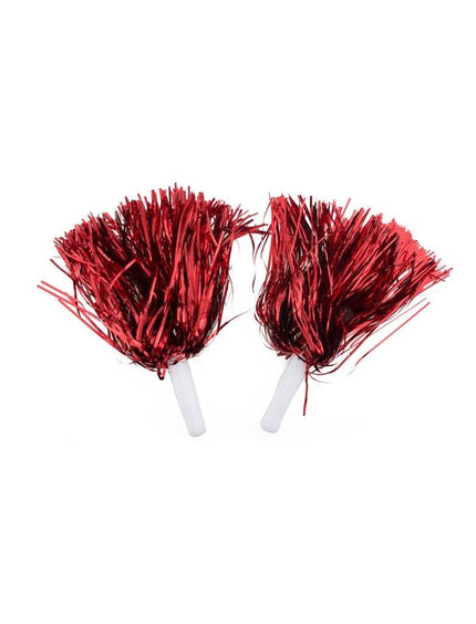 Feestbazaar Pom Pom Sticks Metallic Rood (2st)