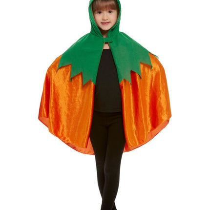 Feestbazaar Pompoen cape kind met capuchon