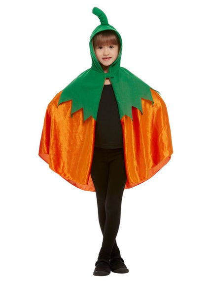 Feestbazaar Pompoen cape kind met capuchon