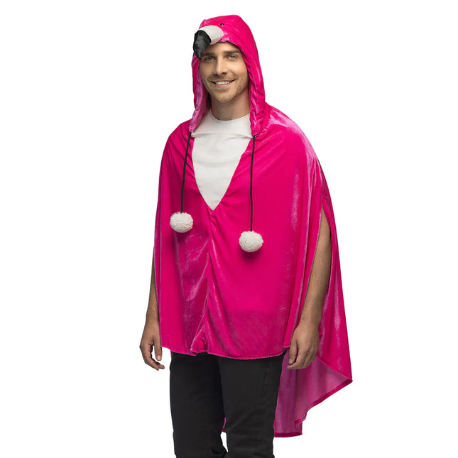 Feestbazaar Poncho Flamingo Fluweel Volwassenen Deluxe