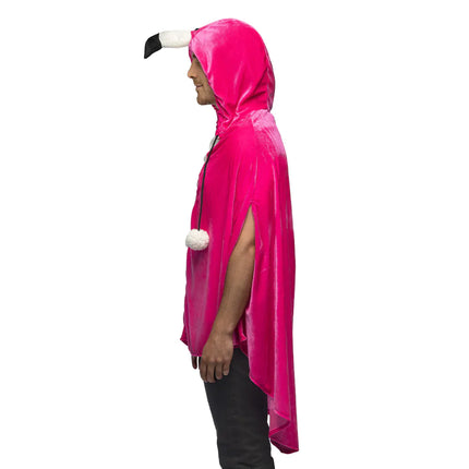 Feestbazaar Poncho Flamingo Fluweel Volwassenen Deluxe