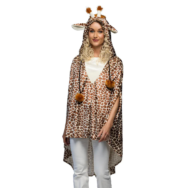 Feestbazaar Poncho Giraffeprint Volwassenen Deluxe