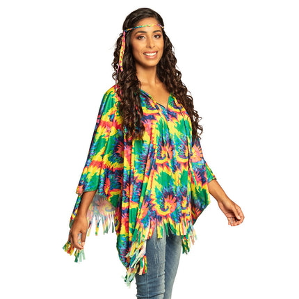 Feestbazaar Poncho Hippie Tie Dye