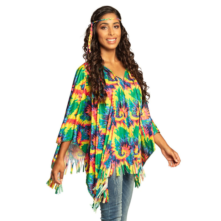 Feestbazaar Poncho Hippie Tie Dye