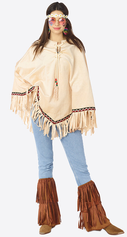 Feestbazaar Poncho Ibiza Indiaan Beige