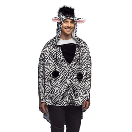 Feestbazaar Poncho Zebraprint Volwassenen Deluxe