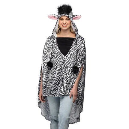 Feestbazaar Poncho Zebraprint Volwassenen Deluxe